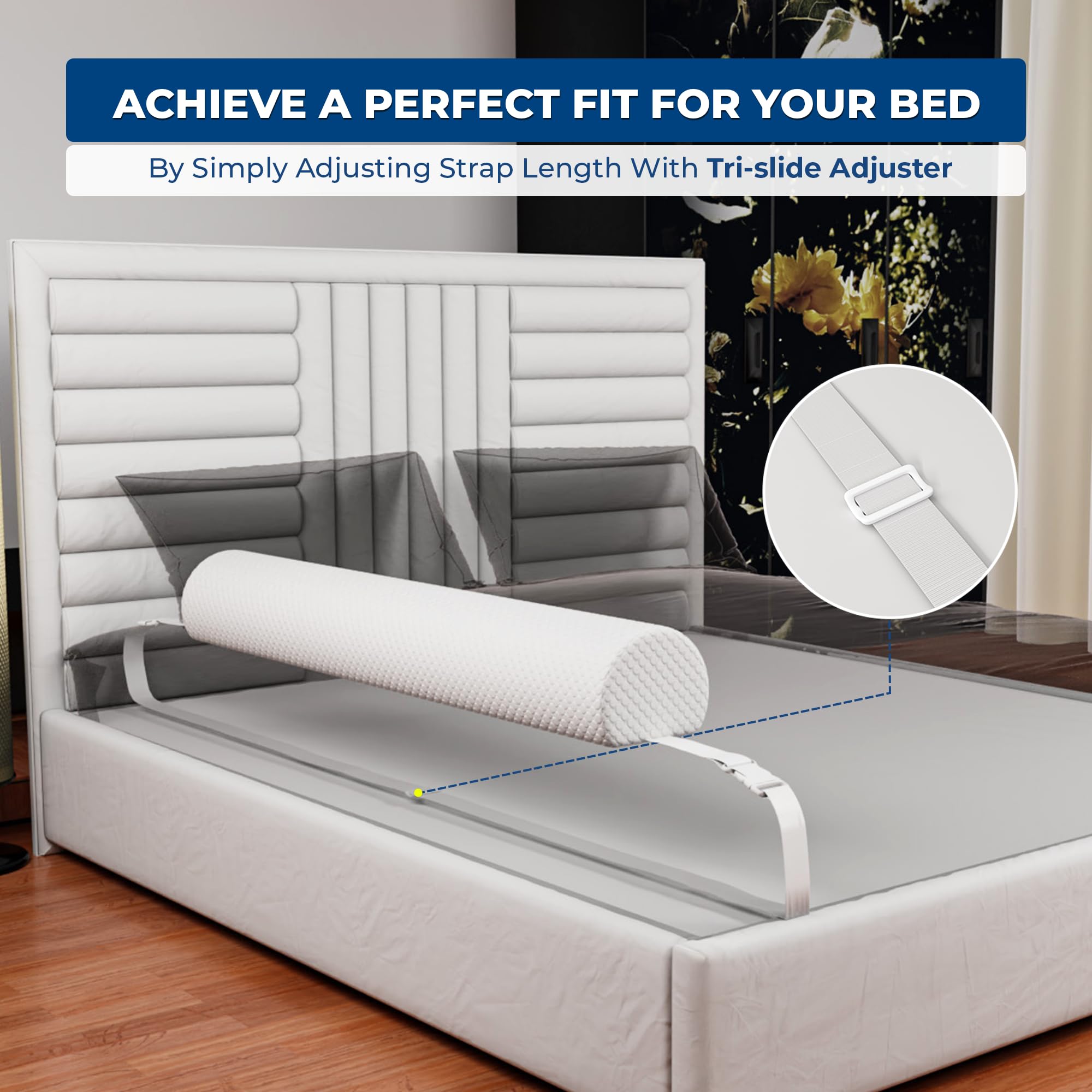 [2-Pack] Premium Bed Bumpers for Toddlers with Adjustable Straps, Bed Rail For Toddlers, Toddler Bed Rail for Full Size, Twin, Queen & King Bed Size, Toddler Bed Rails