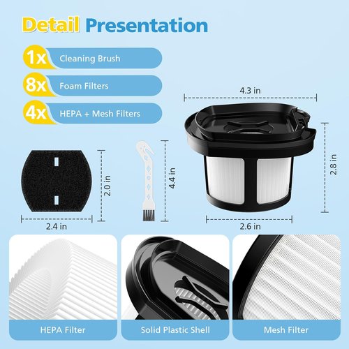 Bissell Vacuum Replacement Filter - 4 Pack of Mesh & Foam Filters for Pet Hair Eraser | Compatible with 2284W, 2390A