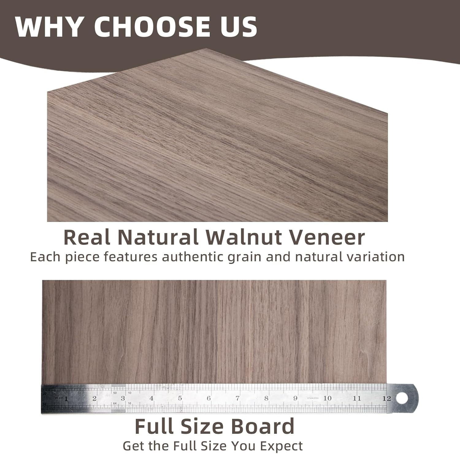 Walnut Plywood Sheets - 1/8 Inch Thick, 12x12 Inch | 6 Pack for Laser Cutting & DIY Crafts
