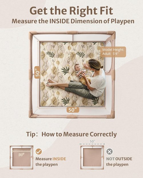 Blissful Diary Baby Play Mat - Thick Non-Slip Foam Cushioning | 50x50 Earth Tones Design, Machine Washable
