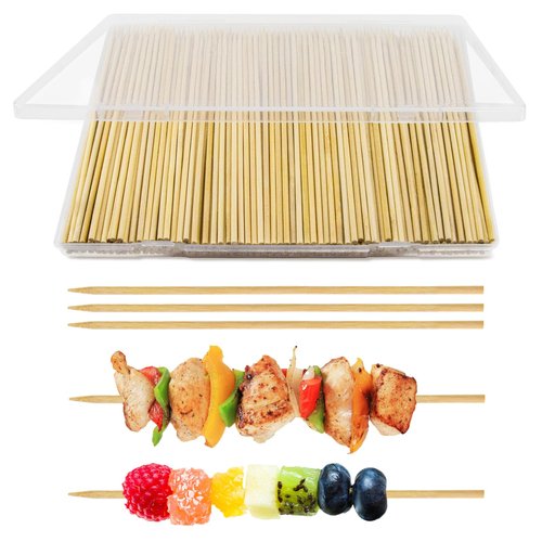 300PCS 𝗕𝗮𝗺𝗯𝗼𝗼 𝗦𝗸𝗲𝘄𝗲𝗿𝘀 6 inch, Sturdy Smooth Wooden Skewers 6 inch for Kabob Meat, Desserts, Fruit, Appetiser, Home/Outdoor or BBQ Restaurant