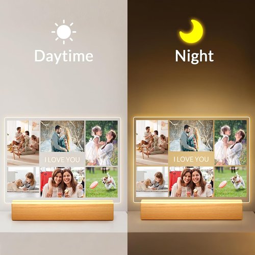 Greysky Custom Picture Frames - Personalized Photo Frame with Night Light | Unique Anniversary & Birthday Gifts for Him & Her