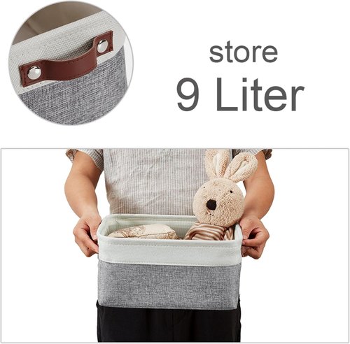 DECOMOMO Small Storage Baskets - Organize Your Closet with Grey & White 6-Pack Bins