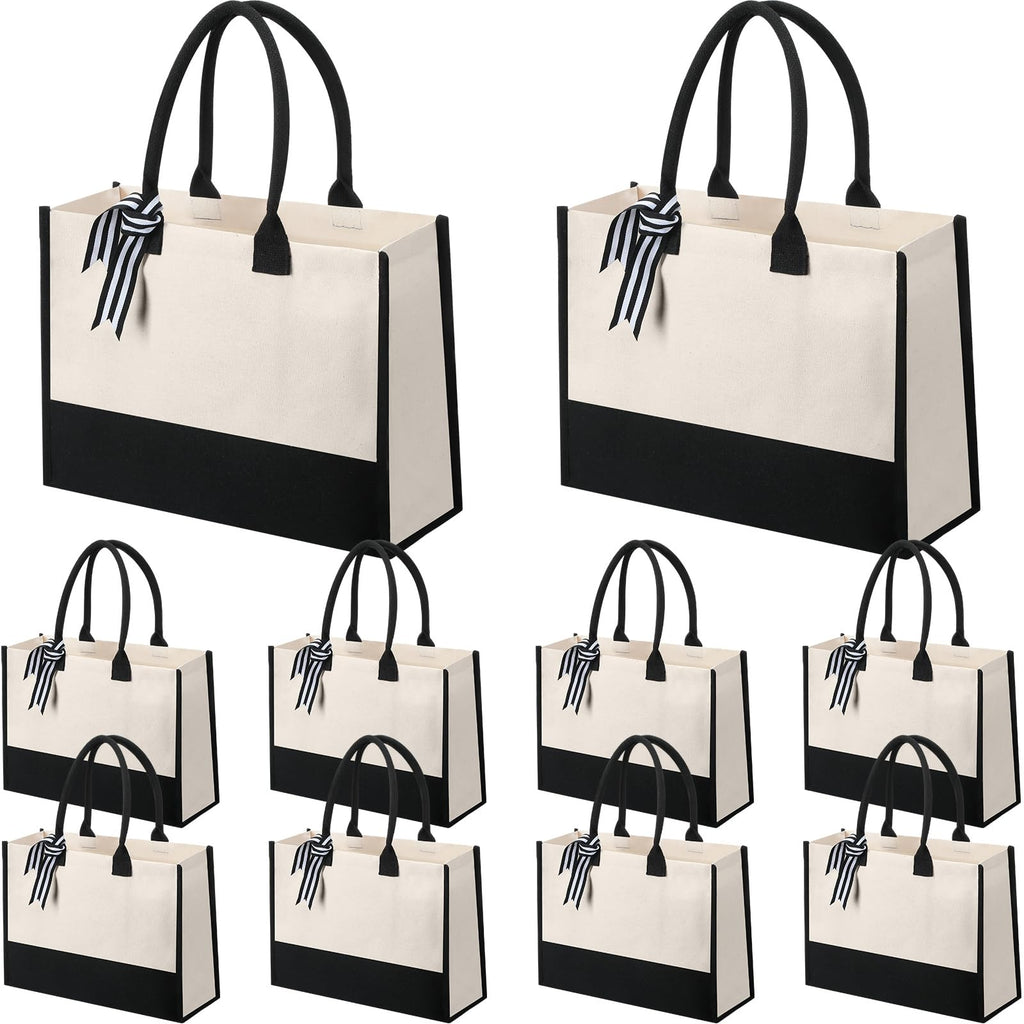 Silkfly 10 Pack Tote Bag for Women Gift Bags Canvas Tote Bag with Zipper Inner Pocket Birthday Bridesmaid Gifts for Women