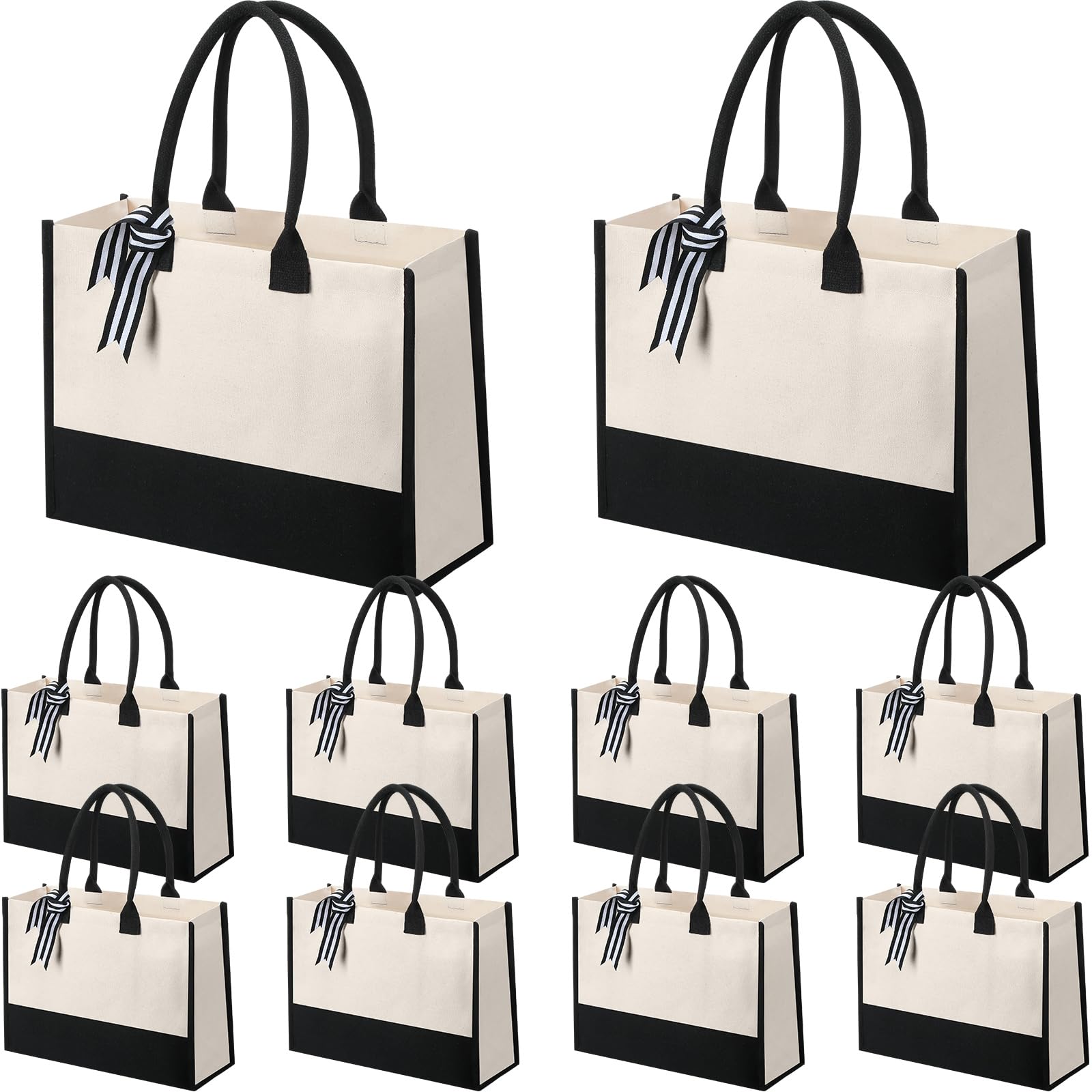 Silkfly 10 Pack Tote Bag for Women Gift Bags Canvas Tote Bag with Zipper Inner Pocket Birthday Bridesmaid Gifts for Women