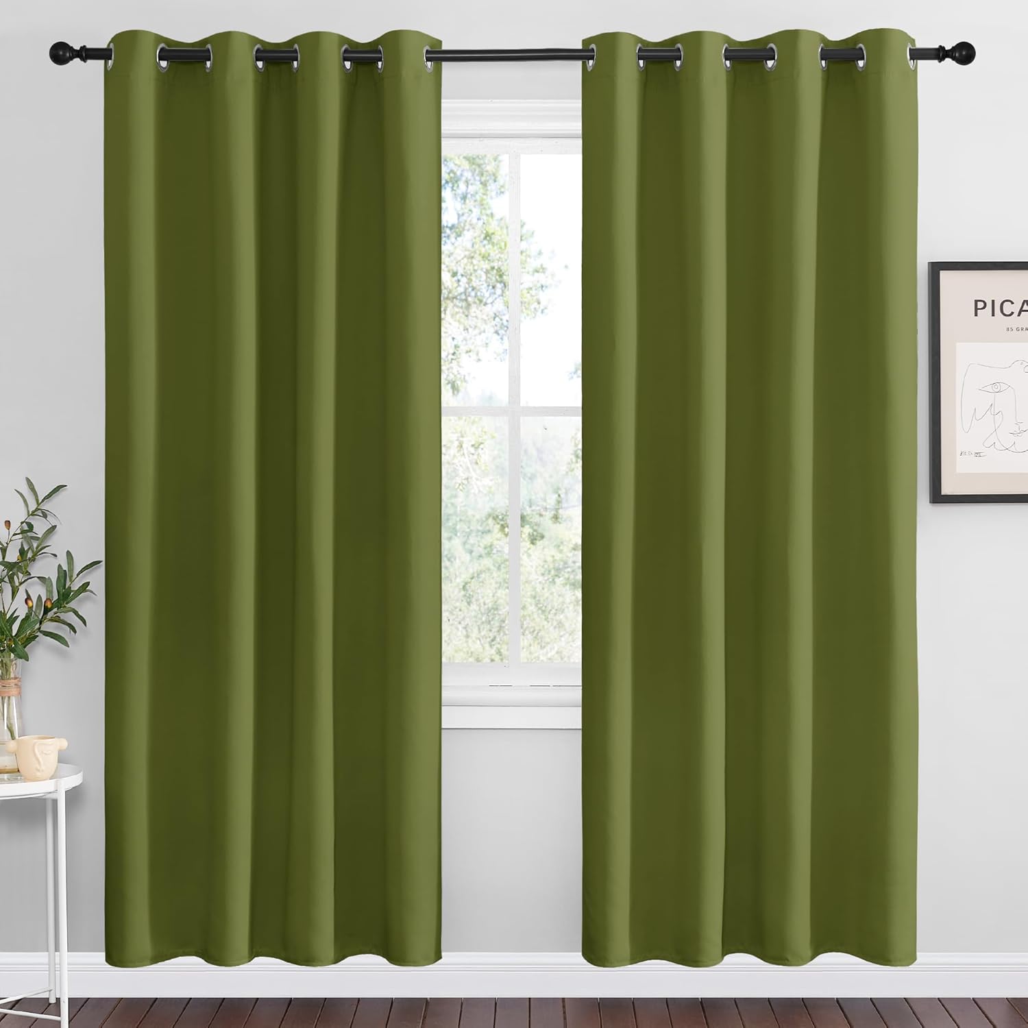 NICETOWN Olive Green Blackout Curtains - Thermal Insulated Drapes | 78" Length, 55" Wide, 2 Panels