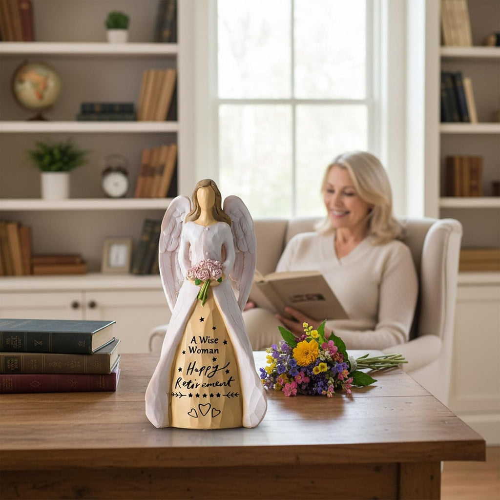 NAN ZAI NAN FANG Retirement Gifts for Women | Funny Hand-Painted Angel Figurine - 5.5" Personalized Gift for Coworkers, Teachers, Nurses