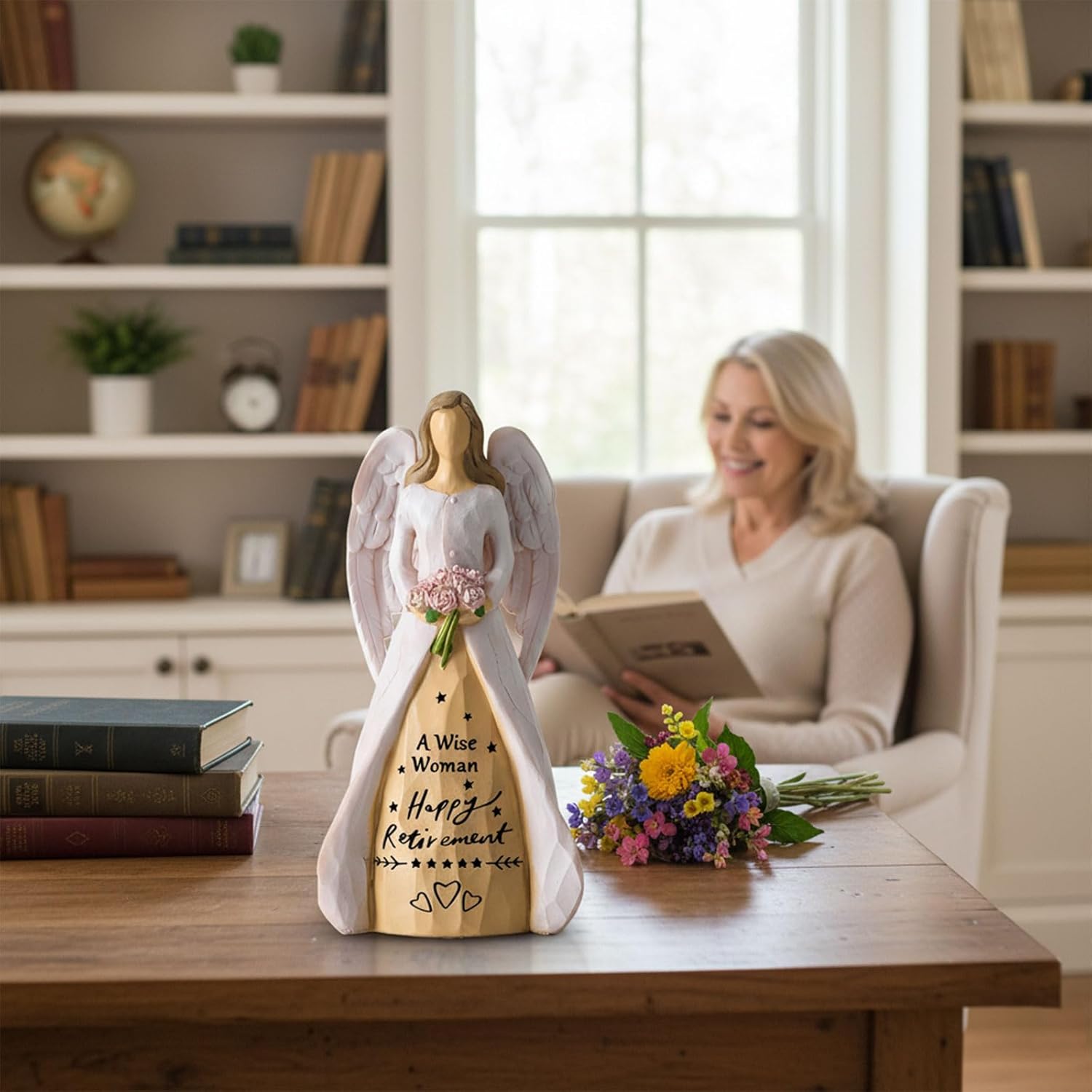 NAN ZAI NAN FANG Retirement Gifts for Women | Funny Hand-Painted Angel Figurine - 5.5" Personalized Gift for Coworkers, Teachers, Nurses