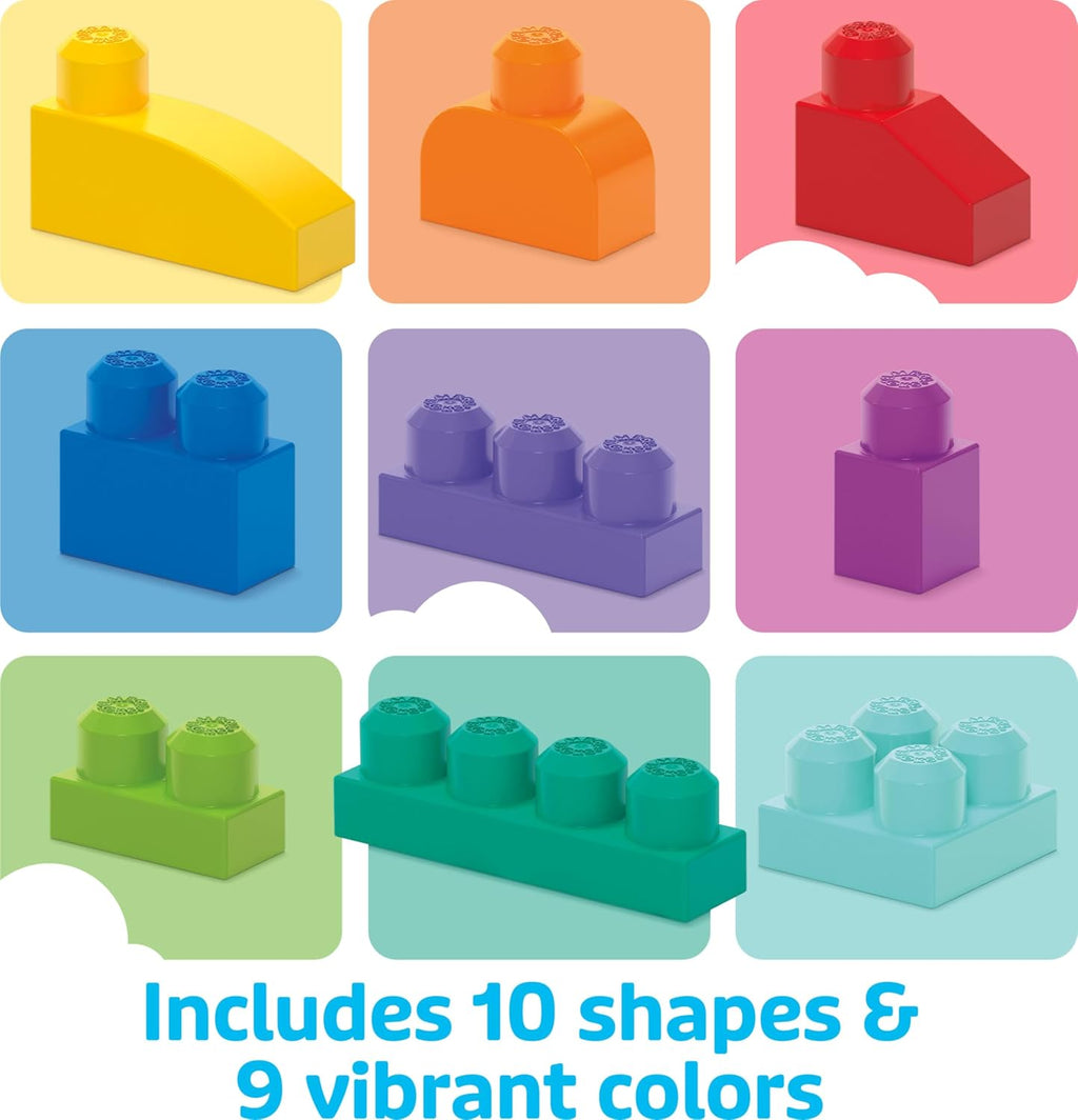 MEGA BLOKS First Builders Toddler Blocks Set - 80-Piece Building Bag with Storage | Blue, Ages 1+