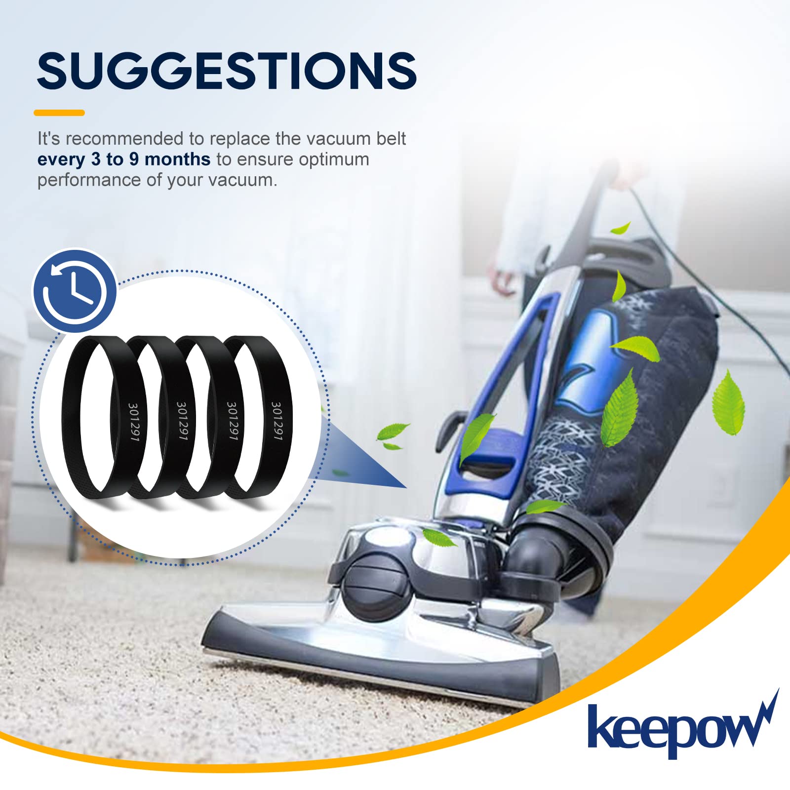 KEEPOW 301291 Vacuum Belt Replacement for Kirby Vacuum Belt fits All Generation Series Models G3 G4 G5 G6, 6 Pack