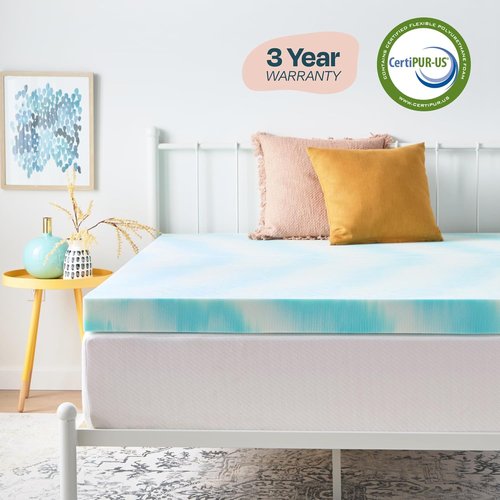 Linenspa 4 Inch King Size Gel Memory Foam Mattress Topper - Cooling, Ventilated & Pressure Relieving - CertiPUR Certified
