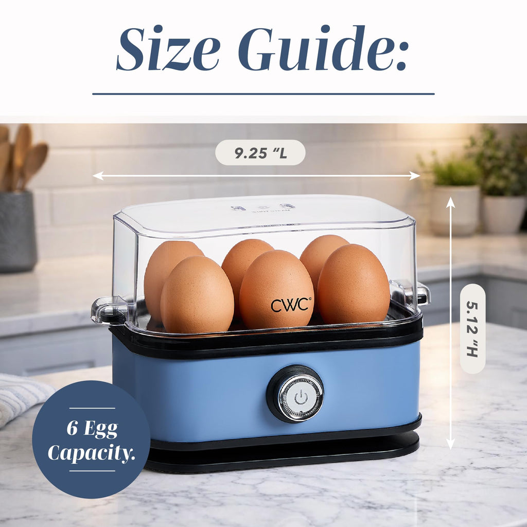 COOK WITH COLOR 6-Egg Capacity Egg Cooker – For Soft, Medium, Or Hard-Boiled Eggs, Rapid Cook Time, Auto Shut-Off & Boil-Dry Protection – Includes Tray, Measuring Cup & Lid – 210W Egg Maker, Navy