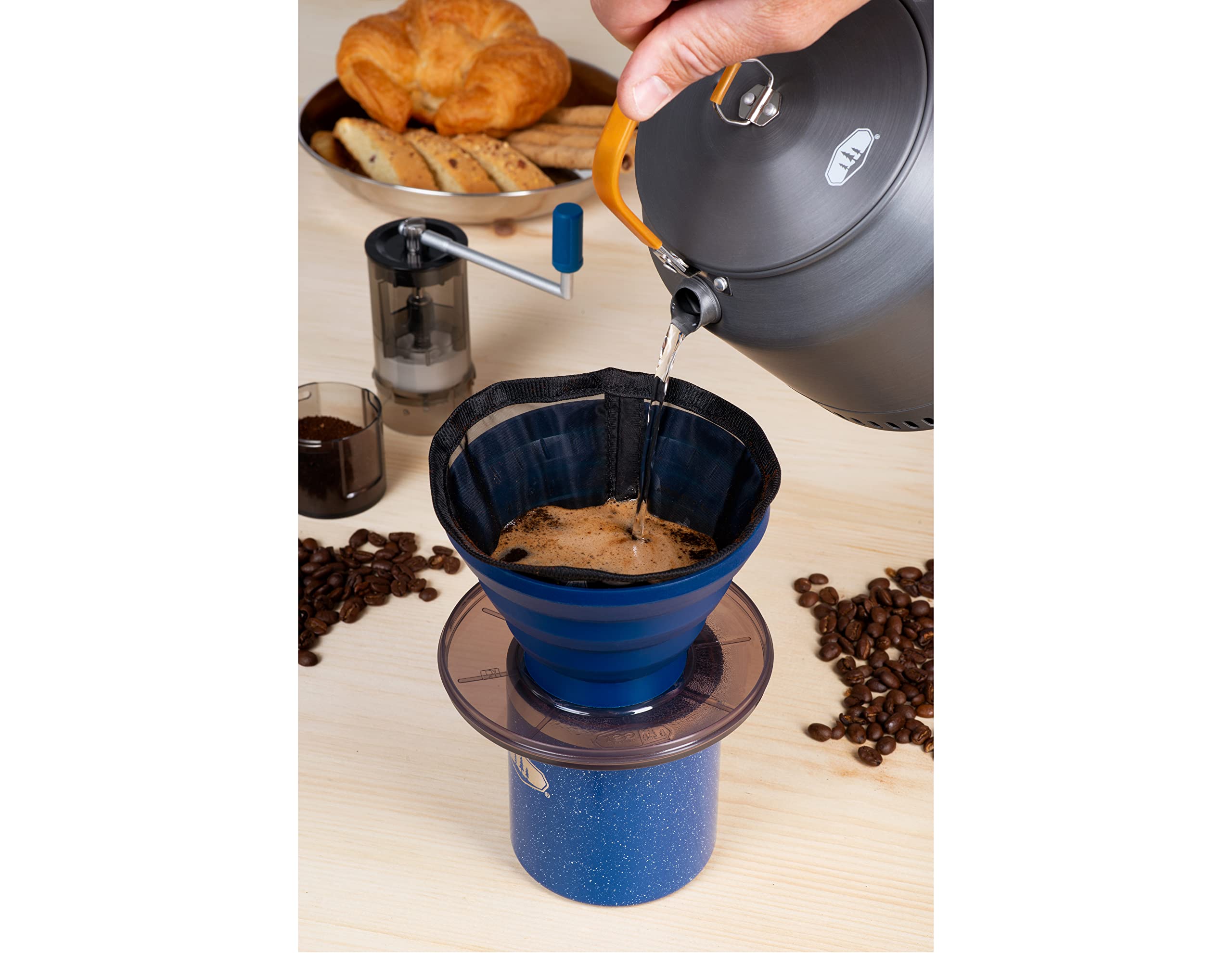 GSI Outdoors Gourmet Pour-Over Java Set I Travel Drip Coffee Set I Reusable Coffee Drip Filter & Collapsible Cone Fits All Coffee Cups & Mugs for Caravan, RV, Camping & Backpacking