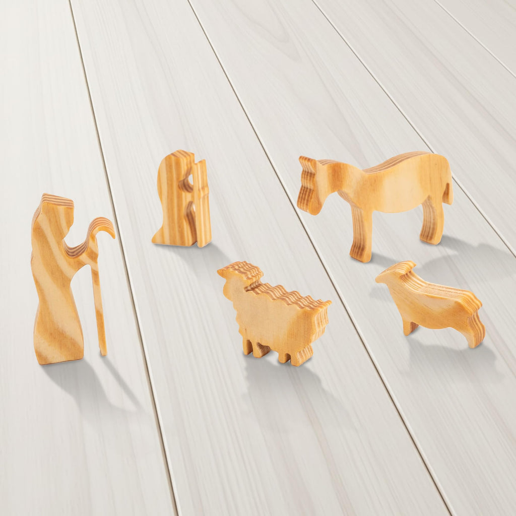 Wooden Nativity Set – Nativity sets & figures | Xmas nativity set – christian christmas decor – Christmas Décor 2025 – Natural Solid Wood Tabletop – Xmas christian set