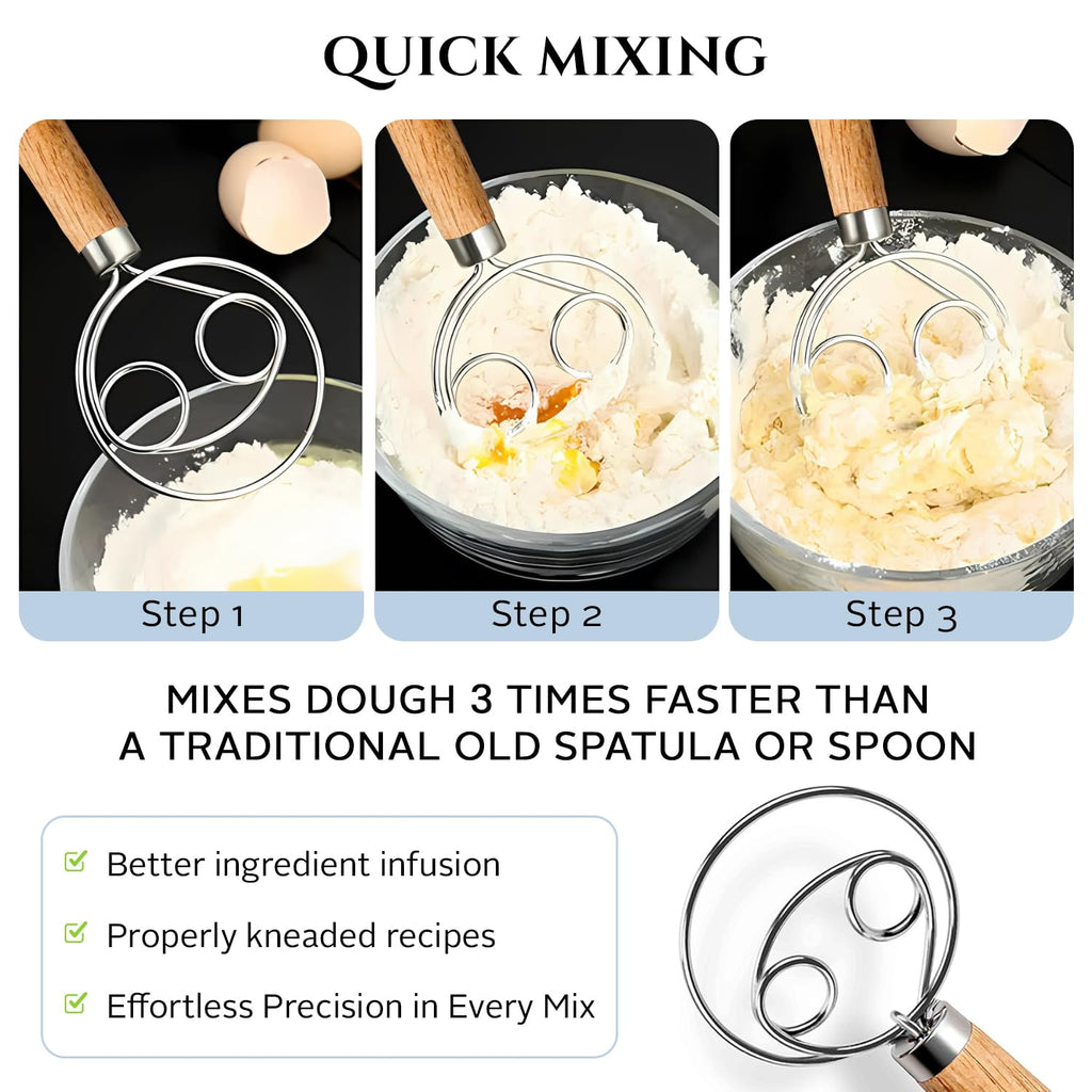 Spartali & Company Versatile 13-Inch Danish Dough Whisk for Sourdough: Essential Sourdough Bread Baking Supplies, Bread Making Tools, and Baking Tools - Whisks for Cooking & Mixing Dough Effortlessly