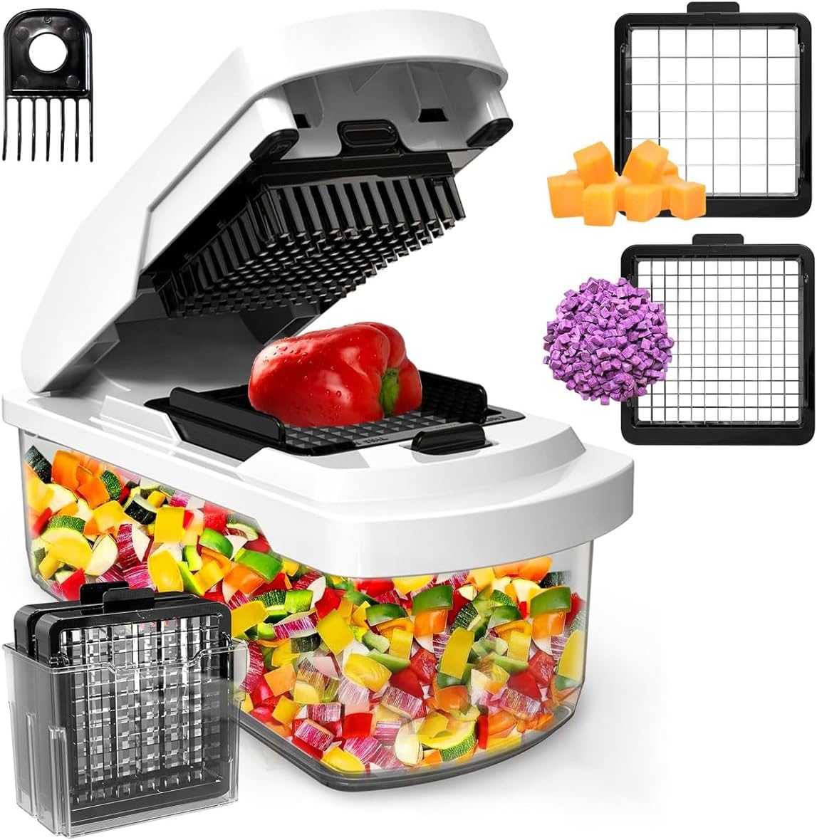 Skiennix Vegetable Chopper - 15-in-1 Mandoline Slicer & Food Dicer with Stainless Steel Blades