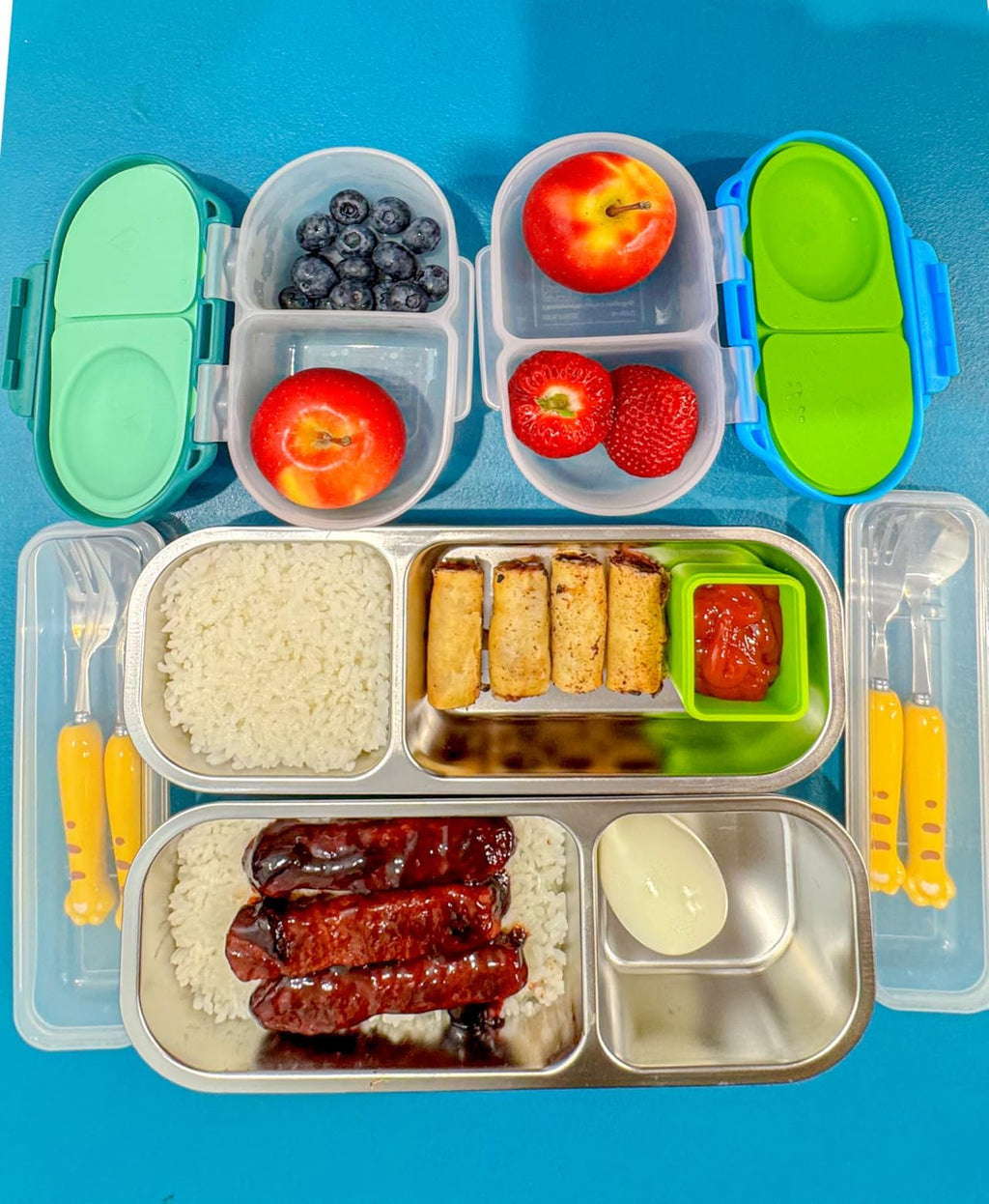 Palksky Bento Snack Containers Stainless Steel for Adult, Reusable Metal Lunch Boxes with Lids, Divided Food Storage Containers for Office, Gym, Travel, Outdoor