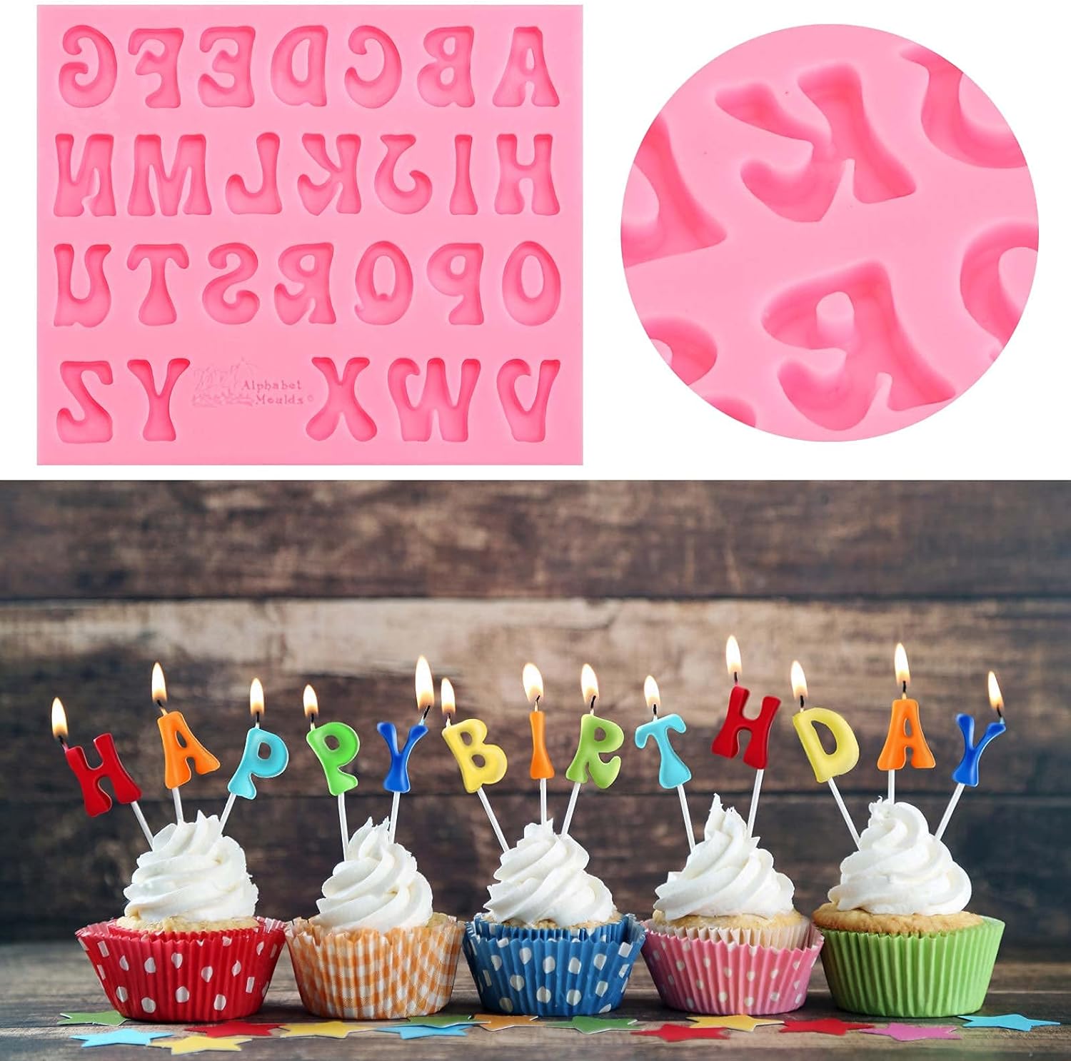 Skiennix Silicone Molds - 5-Piece Alphabet & Number Set for Candy, Chocolate, and Cake Decor