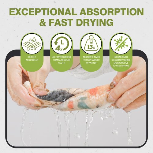 Yelasenari Swedish Dishcloths for Kitchen Reusable 6 Pack Kitchen Towels No Odor Quick-Drying Reusable Paper Towels Reusable Paper Towels Washable for Countertop Sink Kitchen Flower Bird