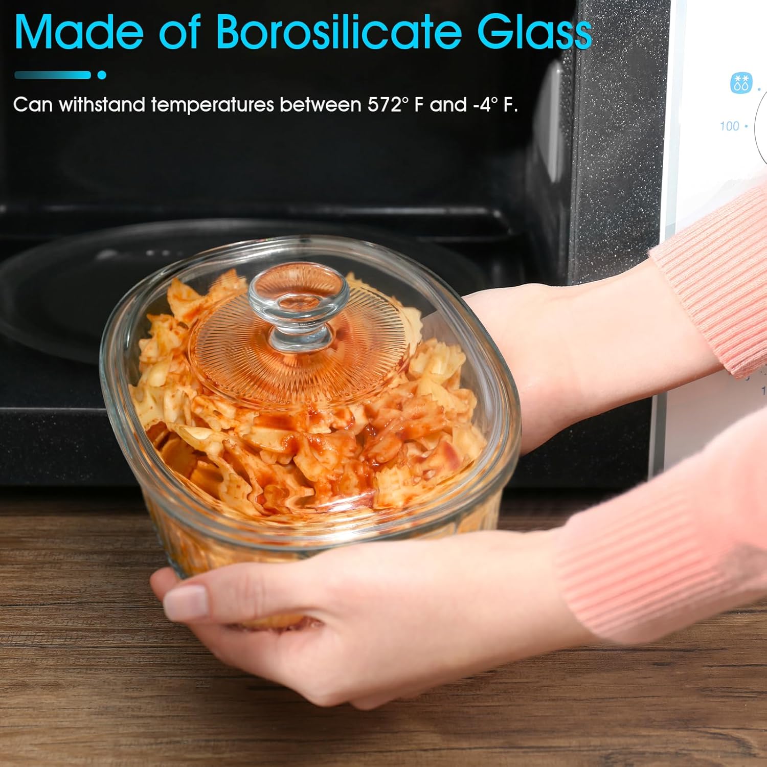 NUTRIUPS Oval Glass Casserole Dish - 1.9QT Borosilicate Baking Dish with Glass Lid