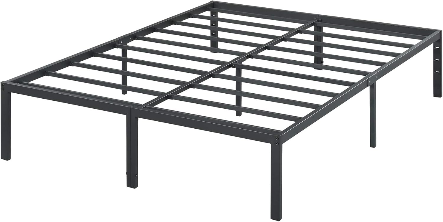 Olee Sleep King Size Platform Bed Frame - 18 Inch Heavy Duty Steel Slats, Noise-Free, Easy Assembly, Black