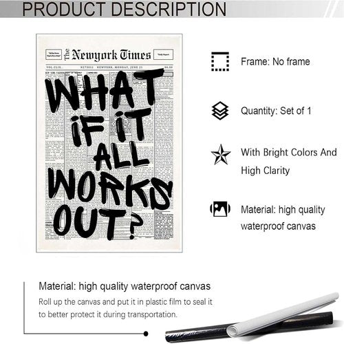 Drimiler Retro Black And White Newspaper Poster - Positive Affirming Quote Canvas Wall Art | 16x24in Unframed