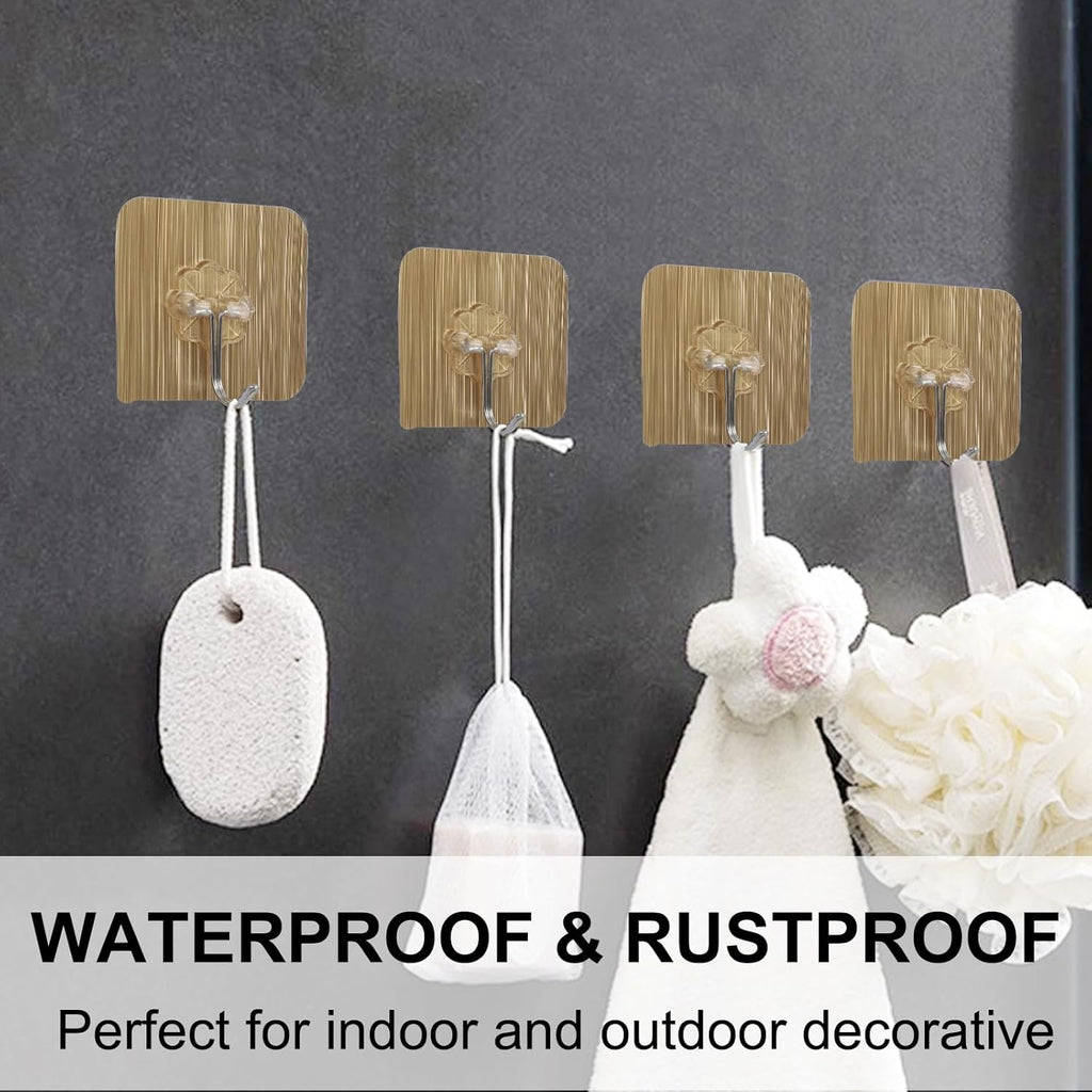Skiennix Heavy Duty Adhesive Hooks - 12 Pack Waterproof Wall-Mounted Towel & Coat Hooks | Max Load 15 lb