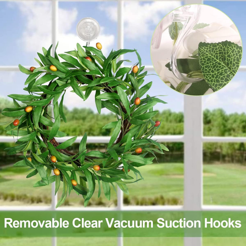 Skiennix Suction Cup Wreath Hanger - Large Clear Heavy-Duty Hooks for Windows, Tiles & Glass