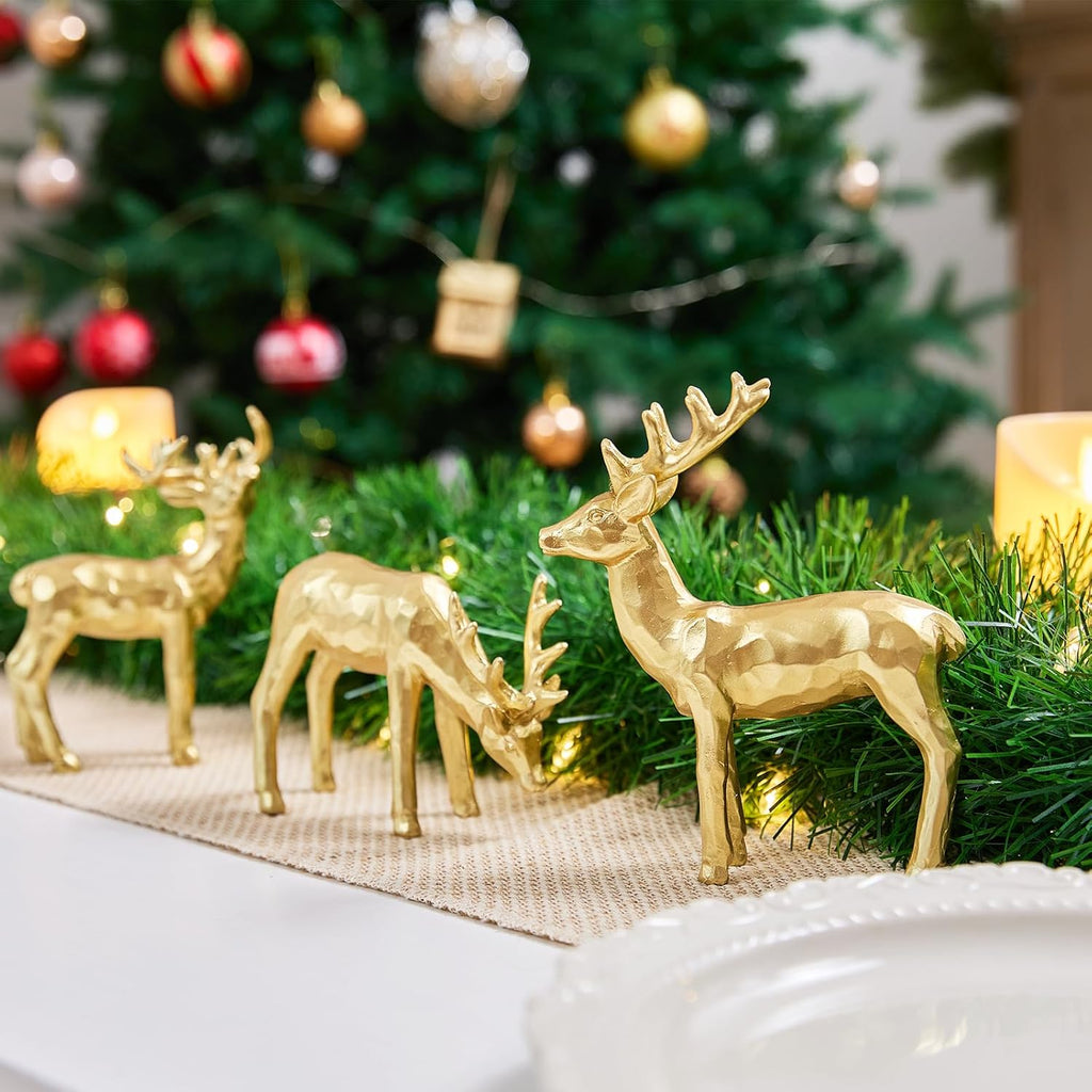 Regine Switzerland 3-Piece Resin Reindeer Figurines - Gold Christmas Tabletop Decor Set