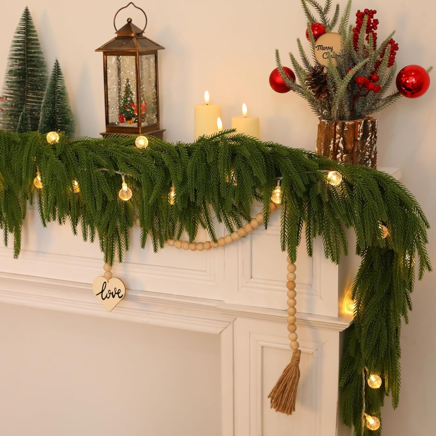 Norfolk Pine Garland - 6FT Lush Realistic Artificial Greenery - Perfect for Christmas Decor | Mantle, Fireplace, Stair, Table Centerpieces