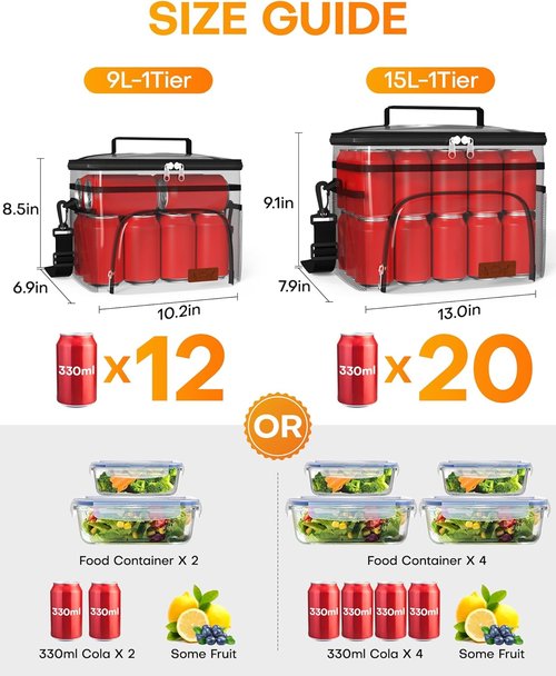 HOTOR Insulated Lunch Box - Leak-Proof Cooler Bag with 4 Pockets & Adjustable Strap | Medium Cationic Green (10.2"×6.9"×8.5")