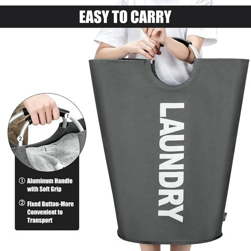 DOKEHOM Large 82L Laundry Basket - Collapsible & Freestanding Clothes Hamper | Dark Grey