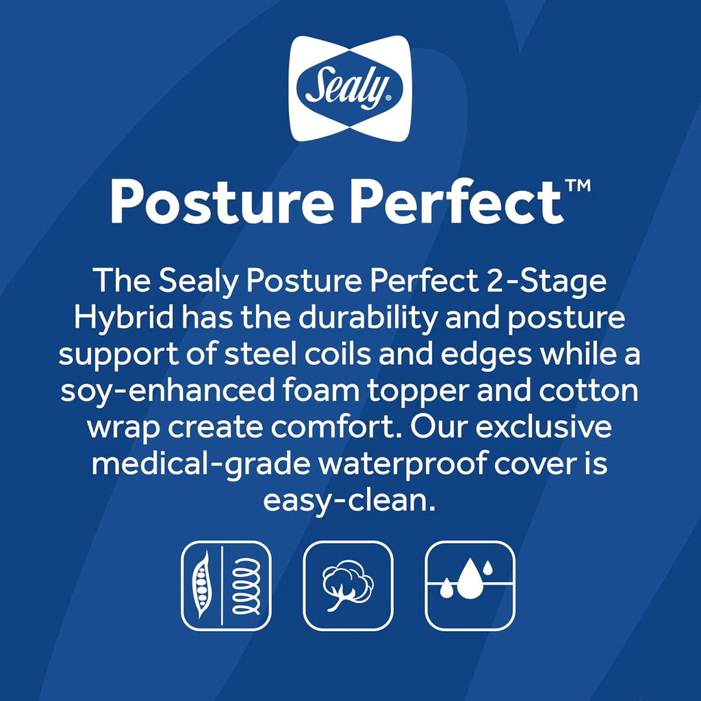 Sealy Baby Posture Perfect Breathable Crib Mattress, GREENGUARD Gold Certified, Made in USA, 2 Stage Hybrid Memory Foam & 150 Premium Coils, Toddler Bed Fit, Safety & Quality Tested, 52x28"