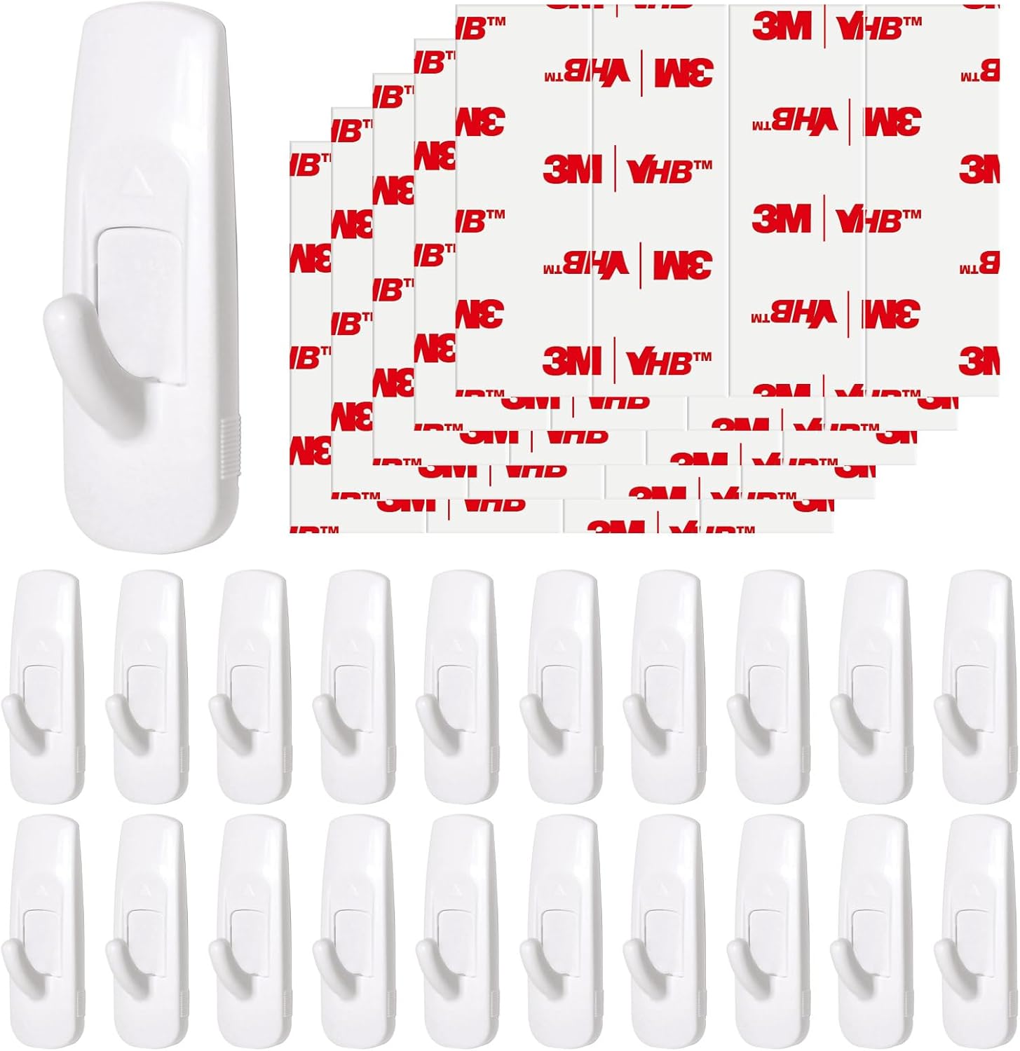 Skiennix Heavy-Duty Adhesive Wall Hooks - 20 Medium No-Damage Utility Strips for Towels, Coats, Keys
