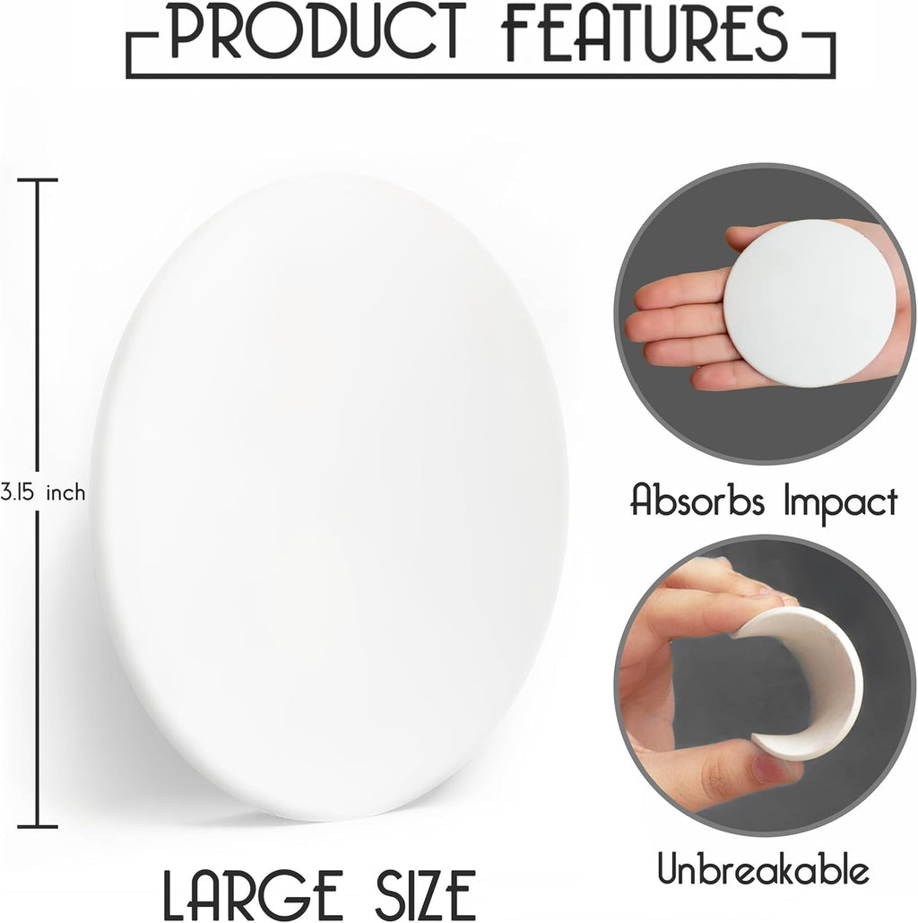 Skiennix Door Stoppers - Large 3.15" Silicone Wall Protectors | Shock Absorbent & Quiet - 4 PCS - White