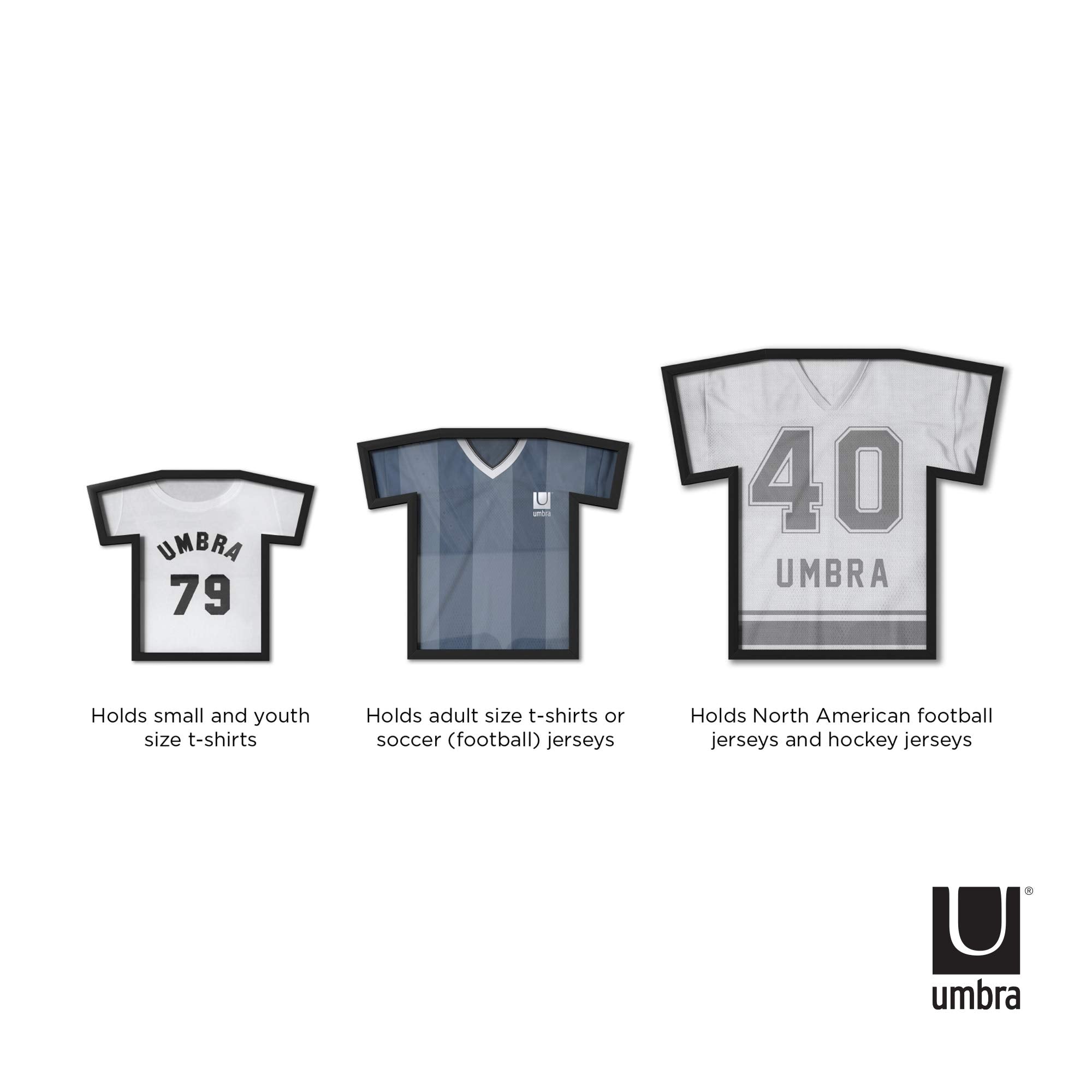 Umbra T-Frame, Unique T-Shirt Display Case to Showcase Adult Sized T-Shirts (Small to Large), Black