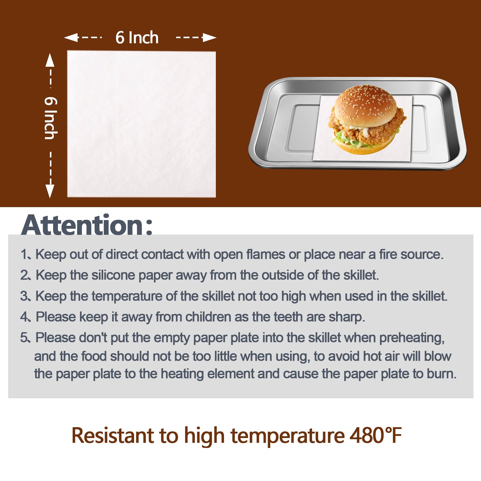300PCS Thickened Precut Parchment Paper Sheets, 6×6 In Non-Toxic Burger Paper Sheet，Heavy Duty Burger Patty Paper for Baking, Grilling, Seperating Patty, Comes in Convenient Packaging, White