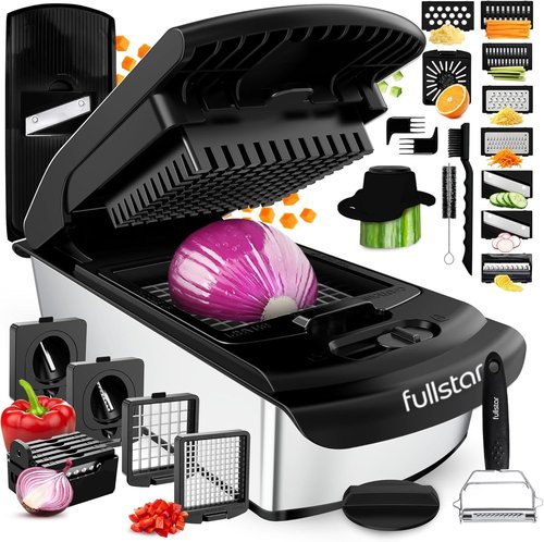 Fullstar Premium Vegetable Chopper | 14-in-1 Food Chopper & Mandoline Slicer with Container - Silver