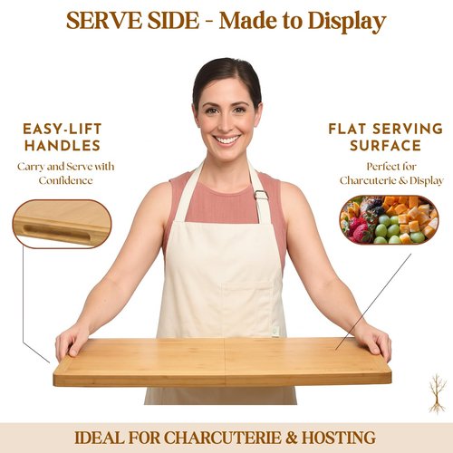 BOARDWELL Extra Large Foldable Stovetop Cover Cutting Board – Double-Sided 29" x 21" Collapsible Charcuterie Noodle Board – XL Prep Deck & Sink Cover for more Counter Space