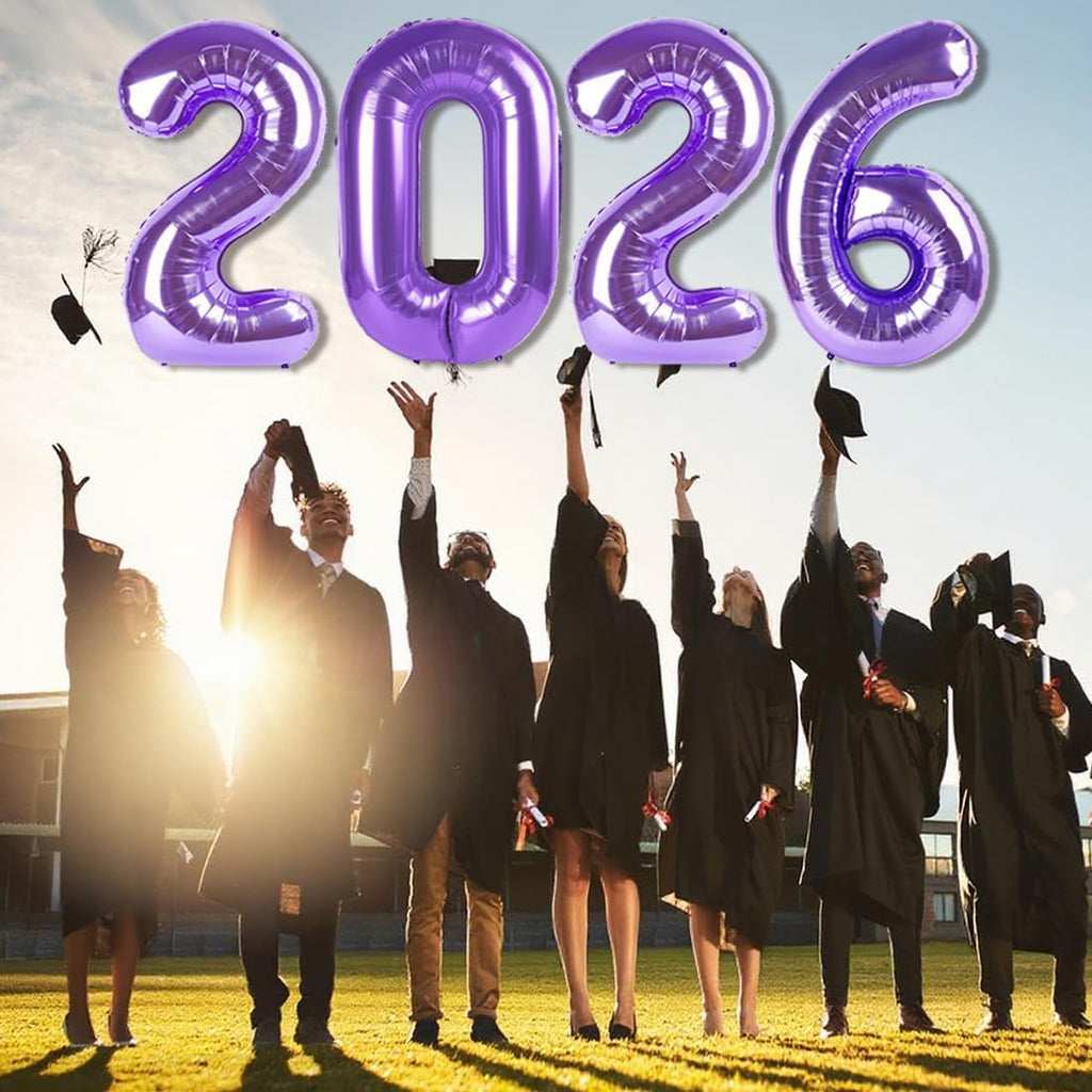 Purple 2026 Number Balloons - 40 Inch Giant Balloons for New Year's Eve & Graduation Celebrations