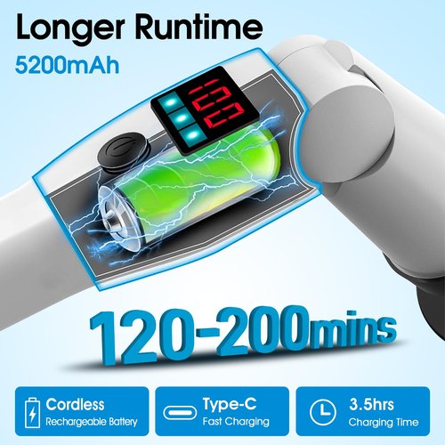 Electric Spin Scrubber, Shower Scrubber with Long Handle, Rechargeable Cordless Power Scrubber, Retractable & Adjustable Angle Spin Brush for Cleaning Bathroom/Tub/Floor/Tile (Black-White)