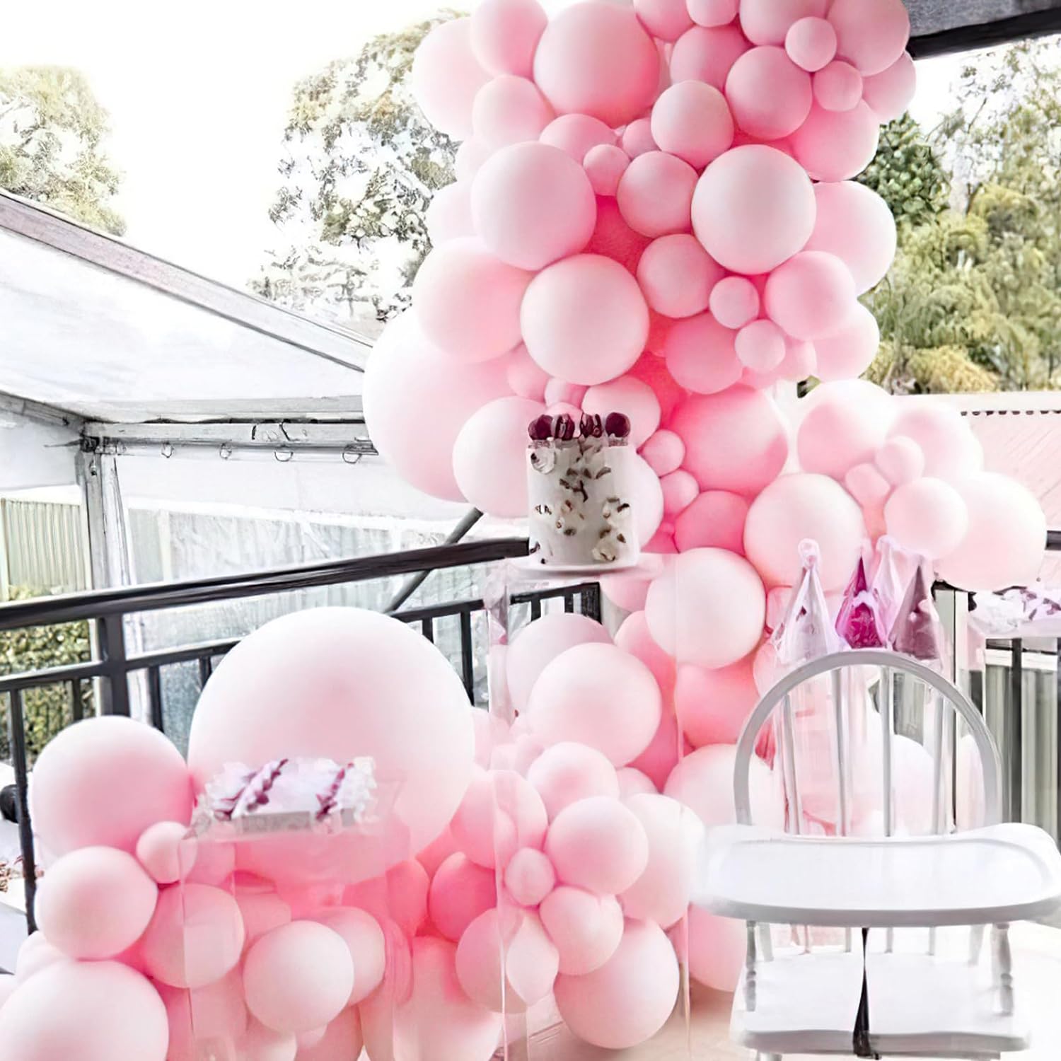 PartyWoo Baby Pink Balloons - 92-Piece Arch Kit with Various Sizes for Baby Shower & Birthday Decor