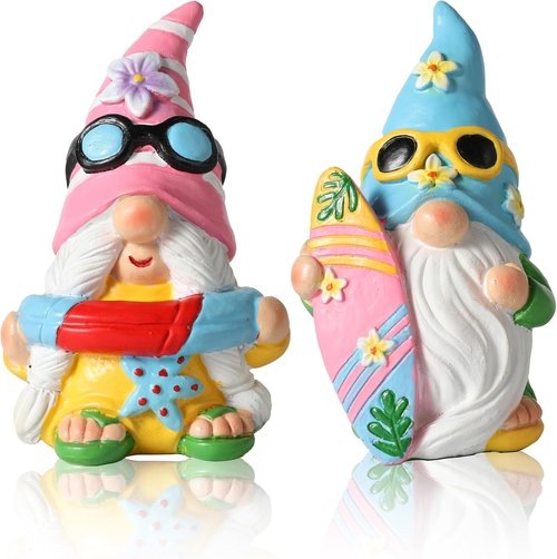 iStatue Pool Gnomes - 2PCS Hand-Painted Funny Resin Statues | Beach Summer Decor for Garden & Poolside