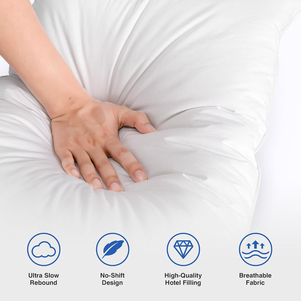 Skiennix Feather Pillows Set of 2 | Queen Size Goose Down Hotel Bed Pillows with Soft 600 Thread Count Cotton Cover for All Sleepers