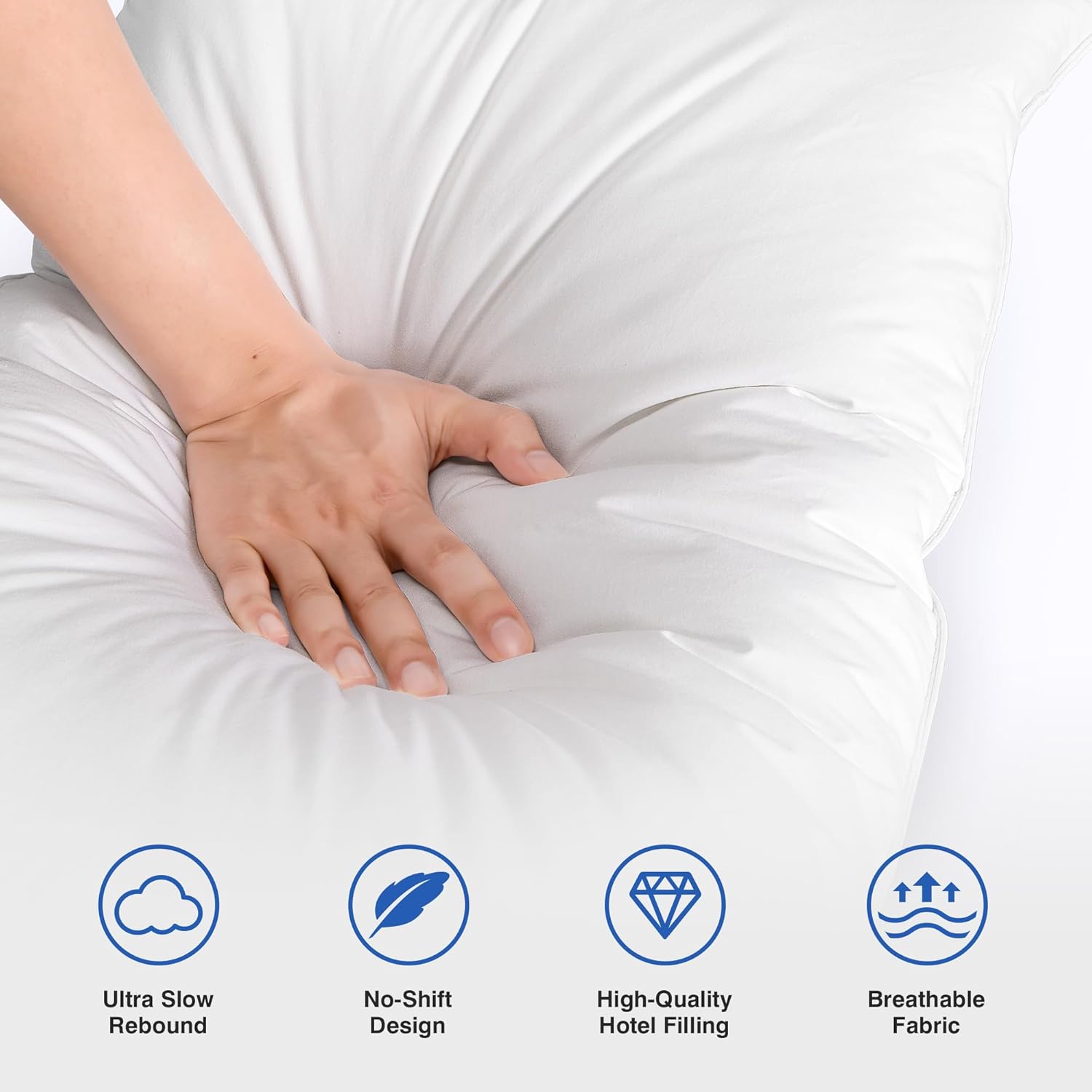 Skiennix Feather Pillows Set of 2 | Queen Size Goose Down Hotel Bed Pillows with Soft 600 Thread Count Cotton Cover for All Sleepers