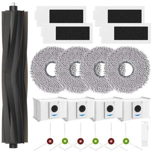 Replacement Parts for ECOVACS T20 Omni/Max/Pro,Ecovacs T20 Max Vacuum Cleaner Accessories Kit, 1*Main Brush+ 4*Hepa Filters+ 4*Mop Pads+ 4*Vacuum Bags+ 6*Side Brushs