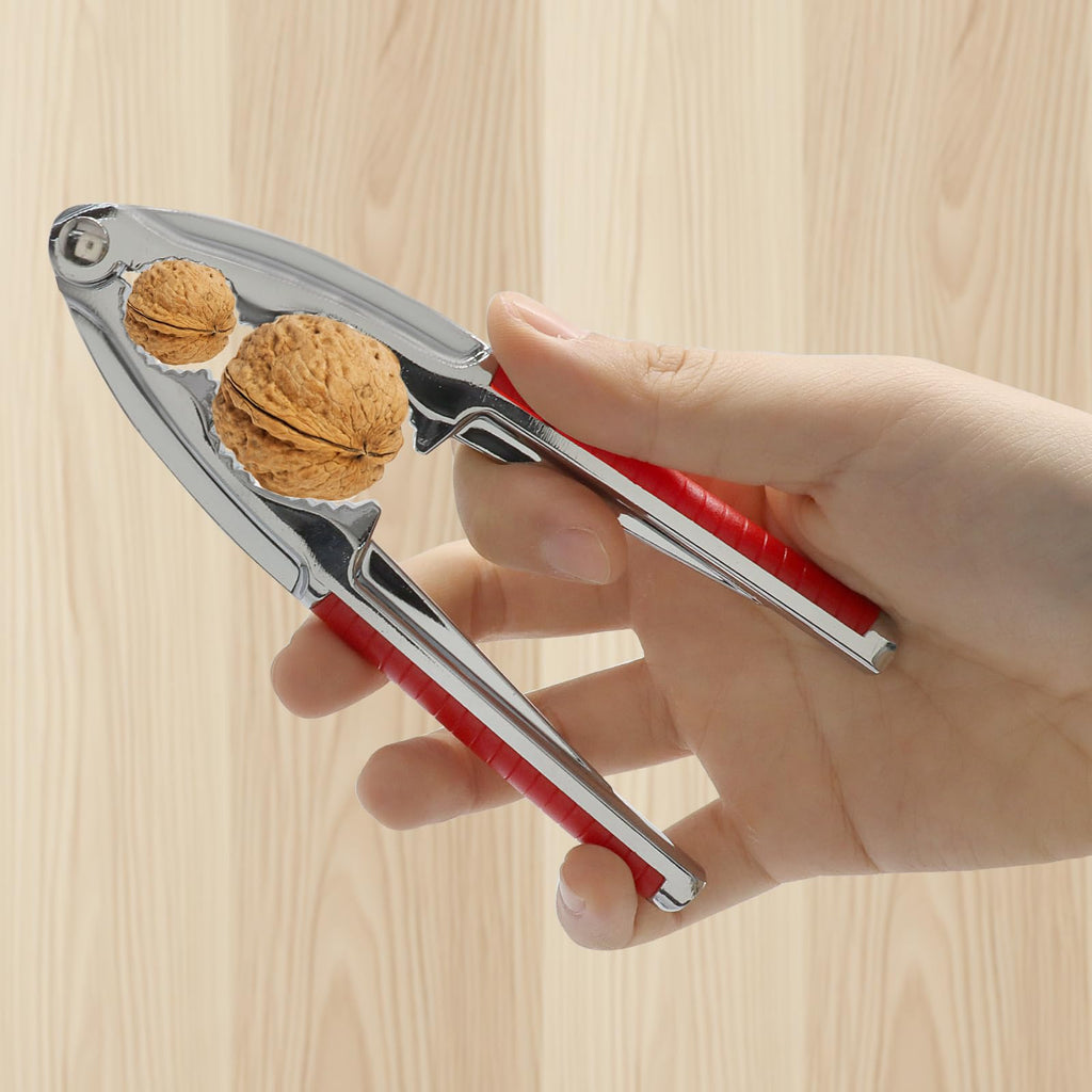 Unlorspy 2Pcs Heavy Duty Nutcracker, Stainless Steel Nut Crackers Ergonomic Handle Nutcracker Tool, Nut Cracker for Walnet Pencan Chestnut Crab Lobster(Red)
