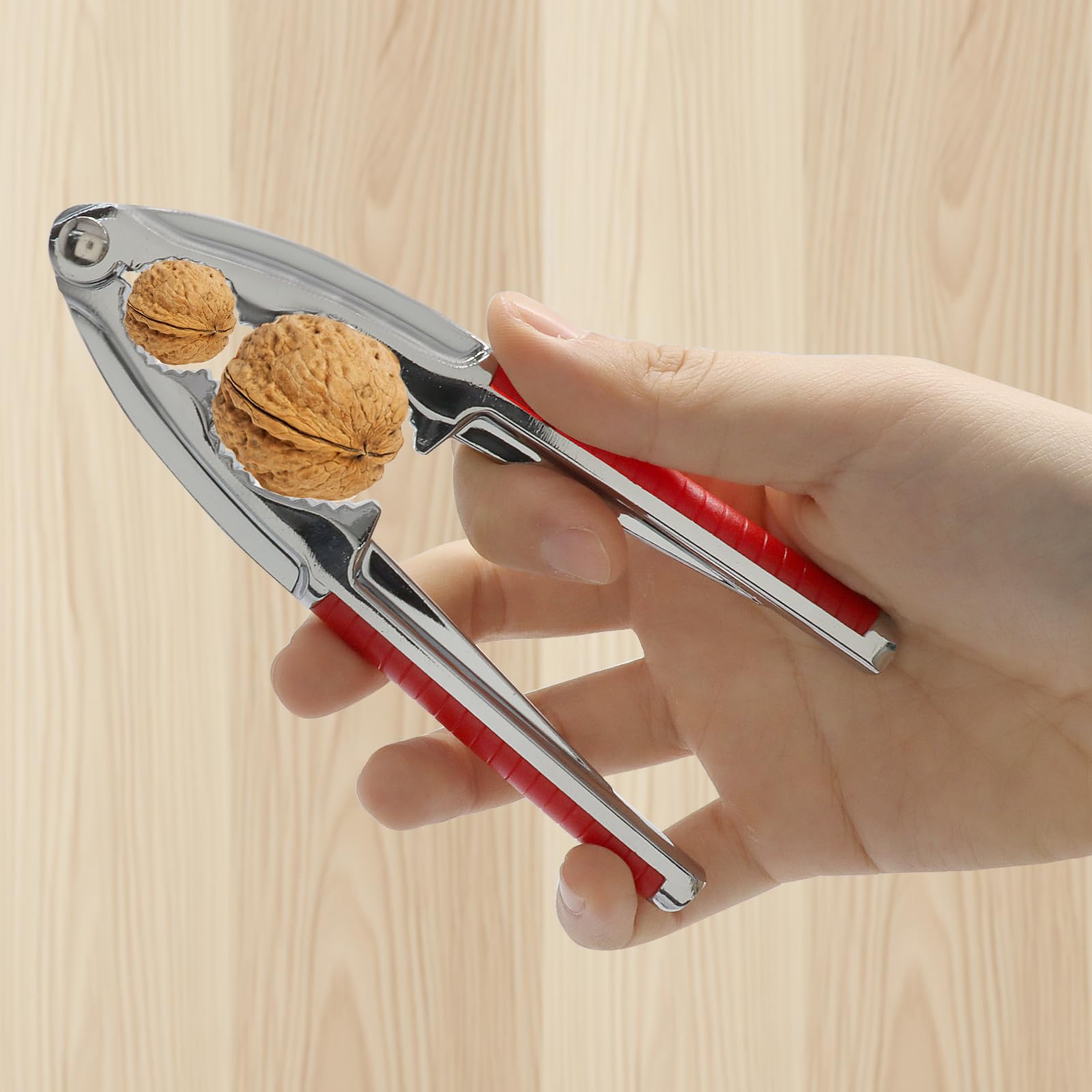 Unlorspy 2Pcs Heavy Duty Nutcracker, Stainless Steel Nut Crackers Ergonomic Handle Nutcracker Tool, Nut Cracker for Walnet Pencan Chestnut Crab Lobster(Red)