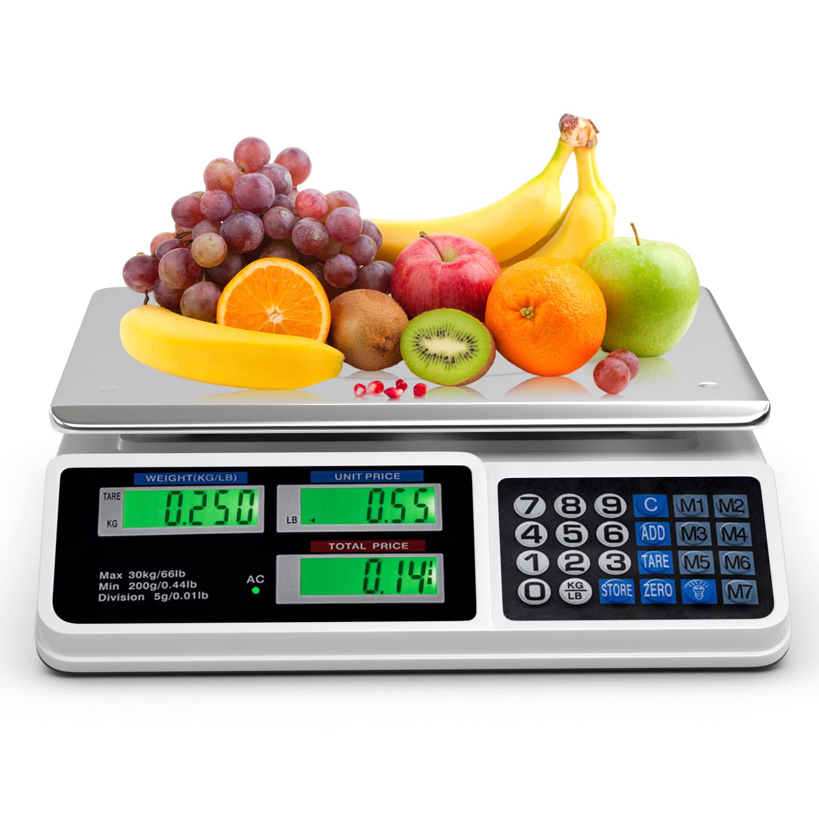 Goplus 66lb Price Computing Scale, Digital Commercial Food Produce Scale with Stainless Steel Large Platform, Counting Function for Farmer Market, Kitchen, Meat Shop, Deli