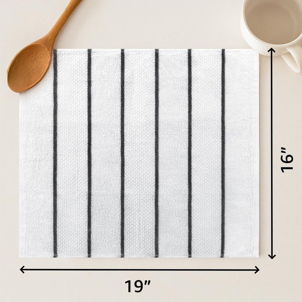DecorRack 4 Pack Large Kitchen Towels, 16x19 inch Absorbent Dishcloths, 100% Cotton Terry Cleaning Cloth, Grey Set (Pack of 4)